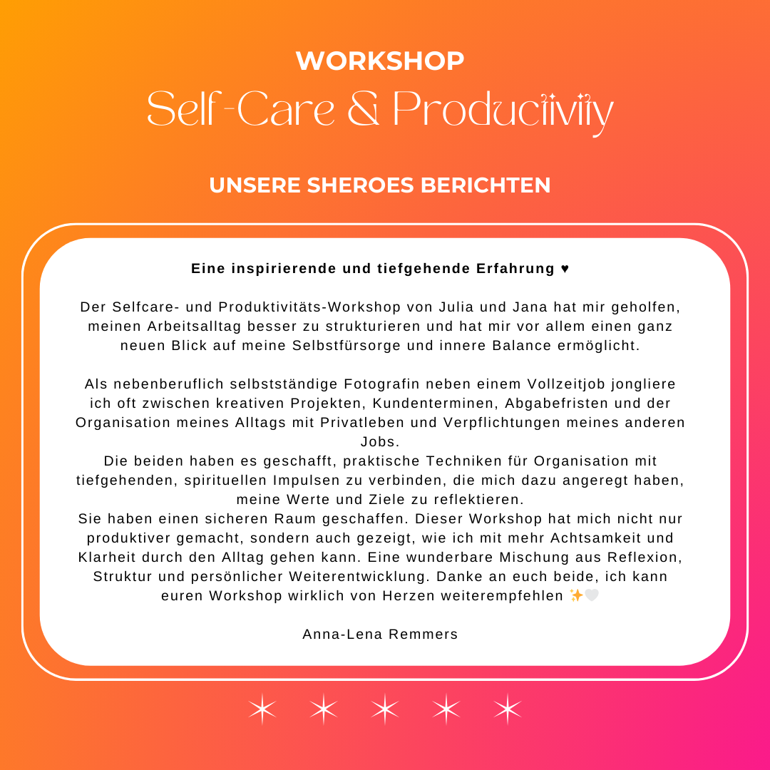 Kundenstimen Selfcare & Productivity Workshop